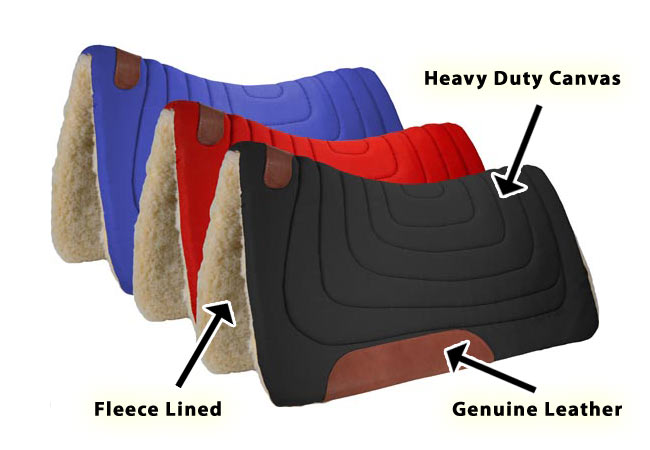 Tahoe Tack Contour Cut Canvas Saddle Pad 3 Layers Canvas Wool Felt and Fleece Comfort Full Horse