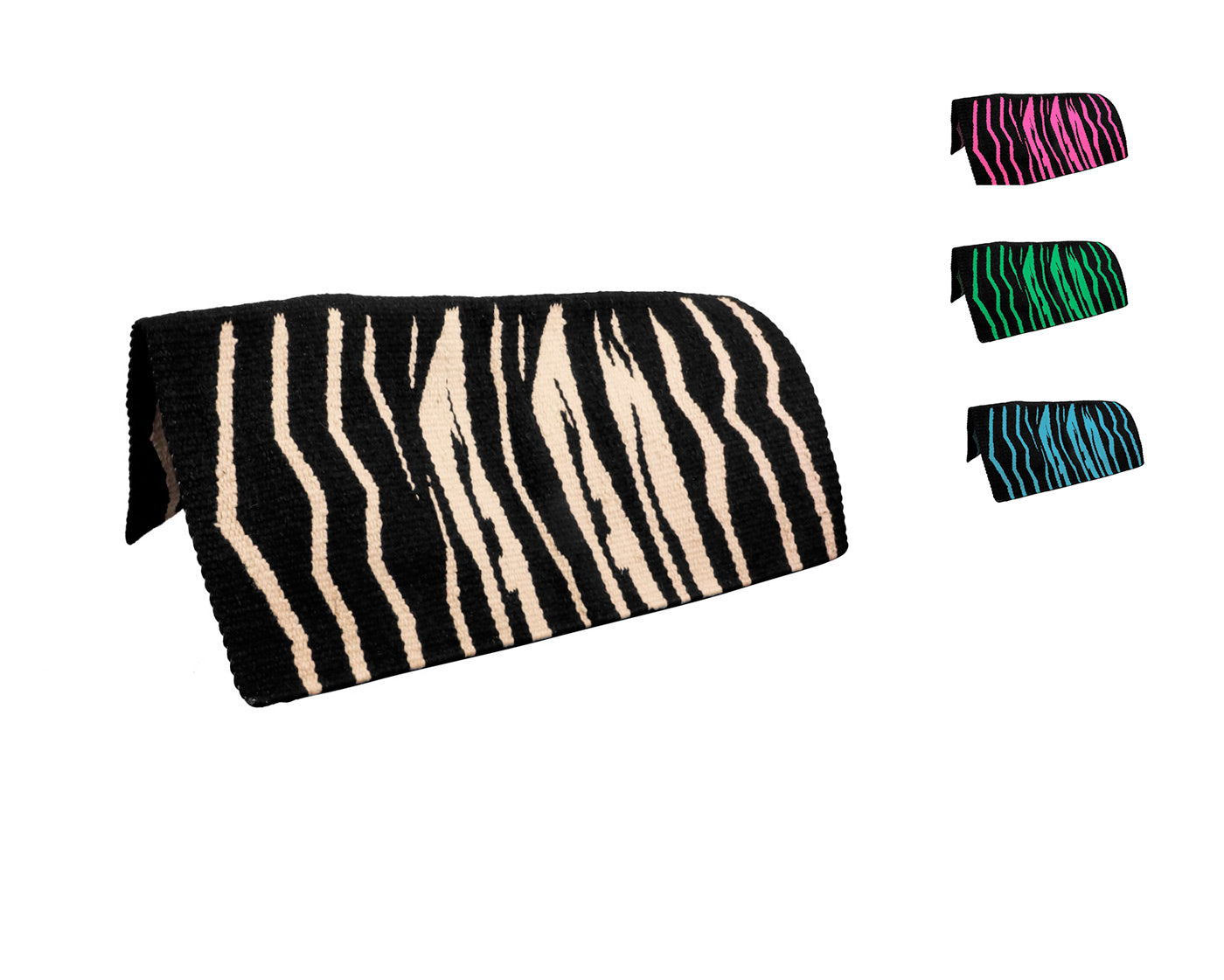 Tahoe Tack Zebra Print 34x36" Handwoven Solid Wool Saddle Blankets White Zebra Set