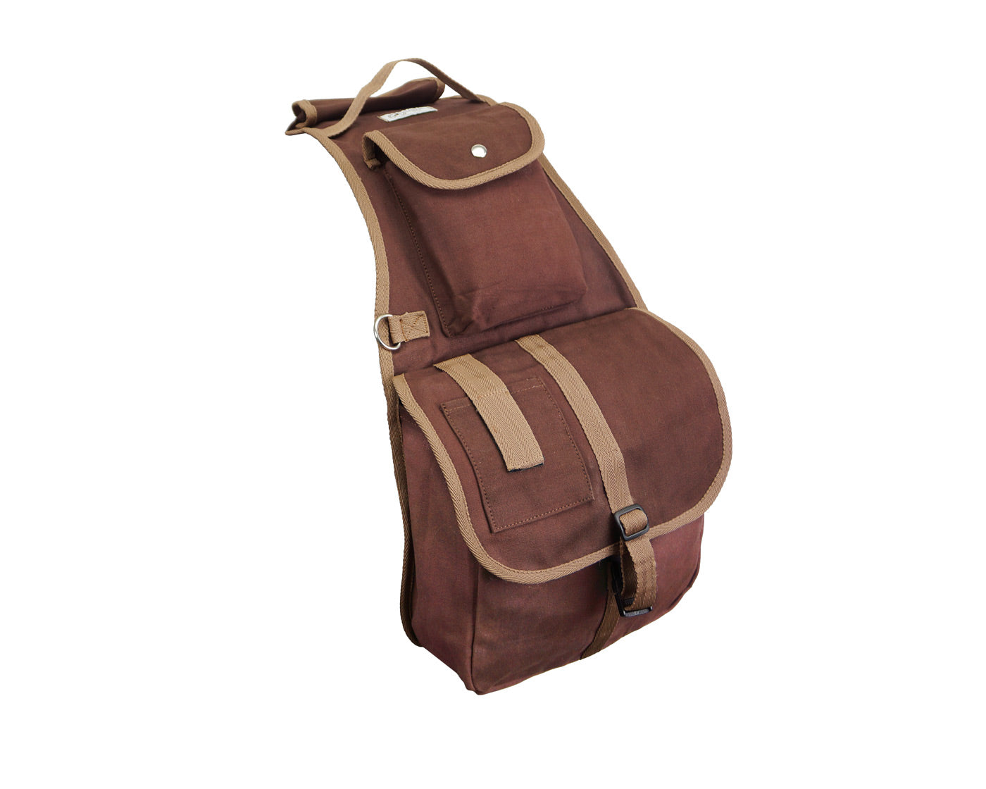 Tahoe Large Multi Pocket Canvas Saddle Bag w Cell Phone Pocket Brown Main