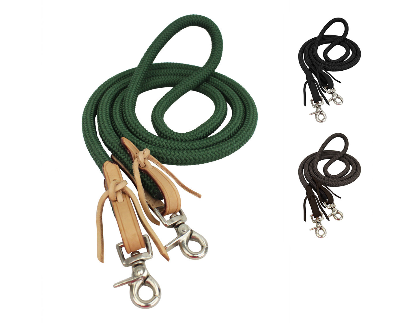 Tahoe Nylon Barrel Reins Green Color Set