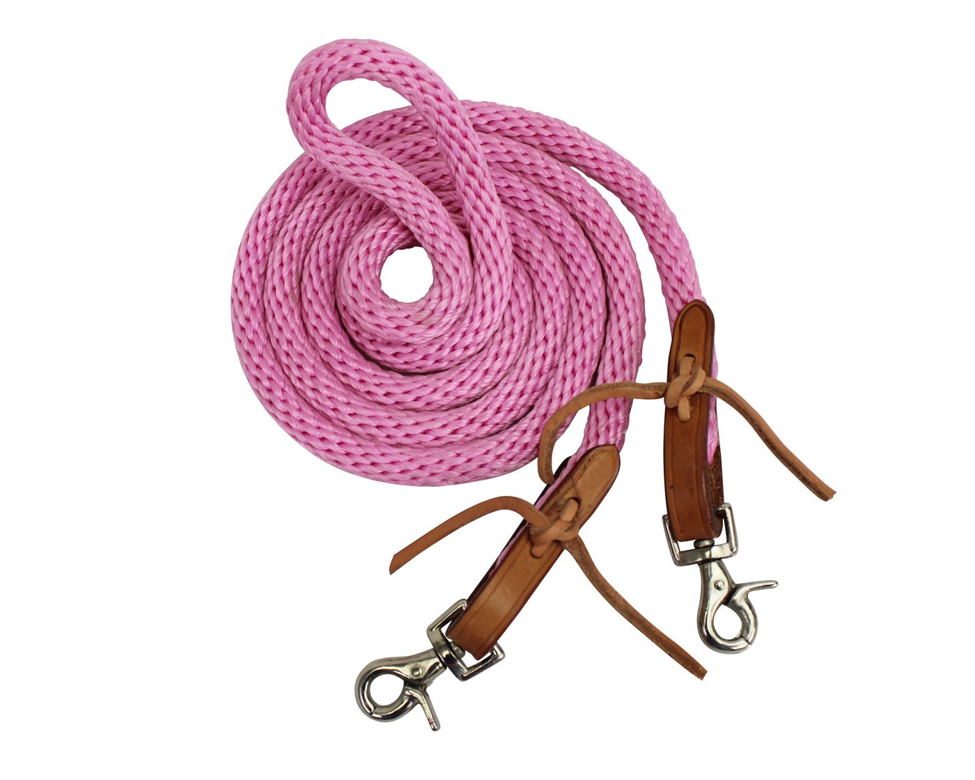 Tahoe 5/8" Poly Barrel Reins with Easy Off Snap Attachment Main Pink Color