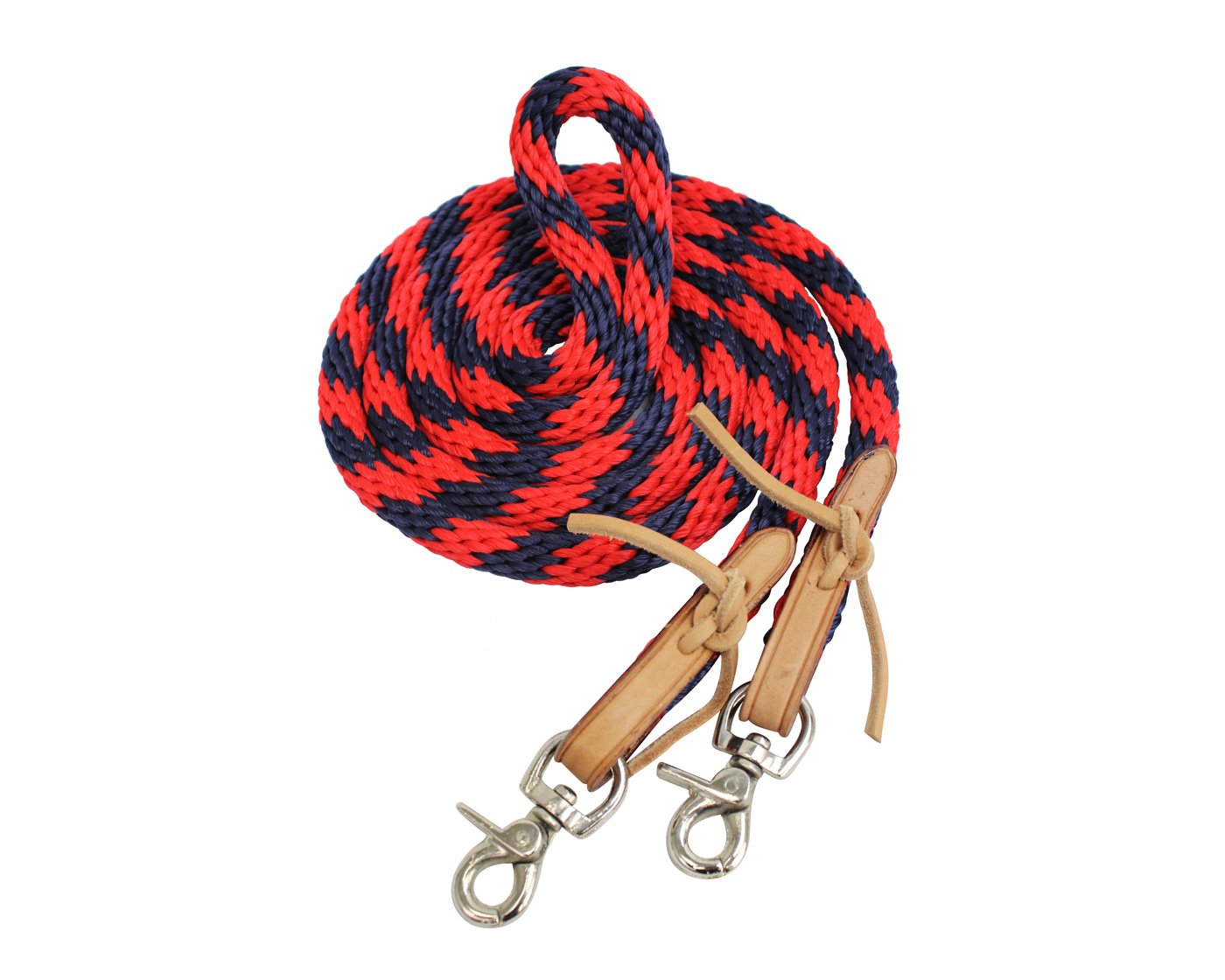 Tahoe 5/8" Poly Barrel Reins with Easy Off Snap Attachment Main Red Color
