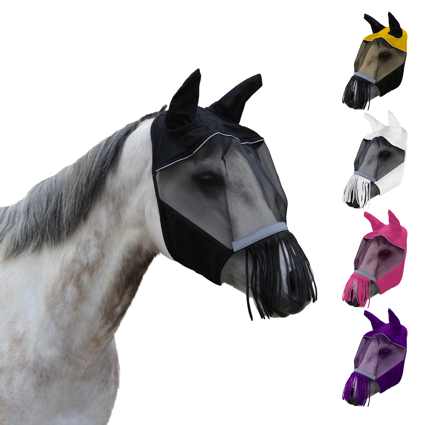 Derby Originals UV-Blocker Premium Reflective Safety Horse Fly Mask with Ears