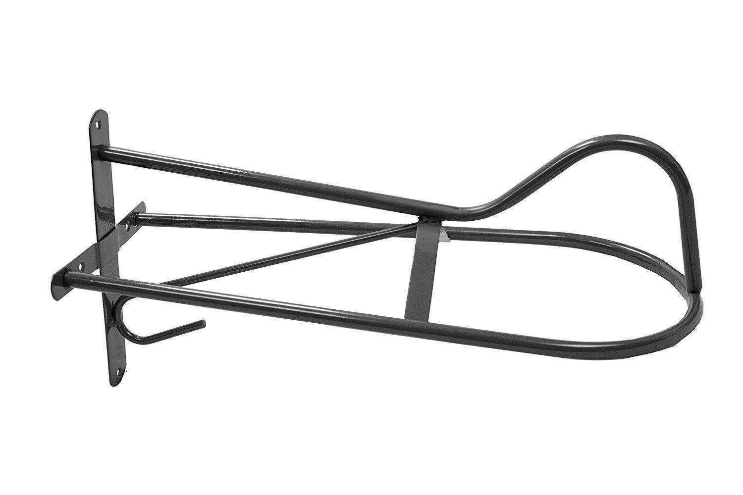 Derby Wall Mount Western or English Saddle Rack with Bridle Hook Black Main