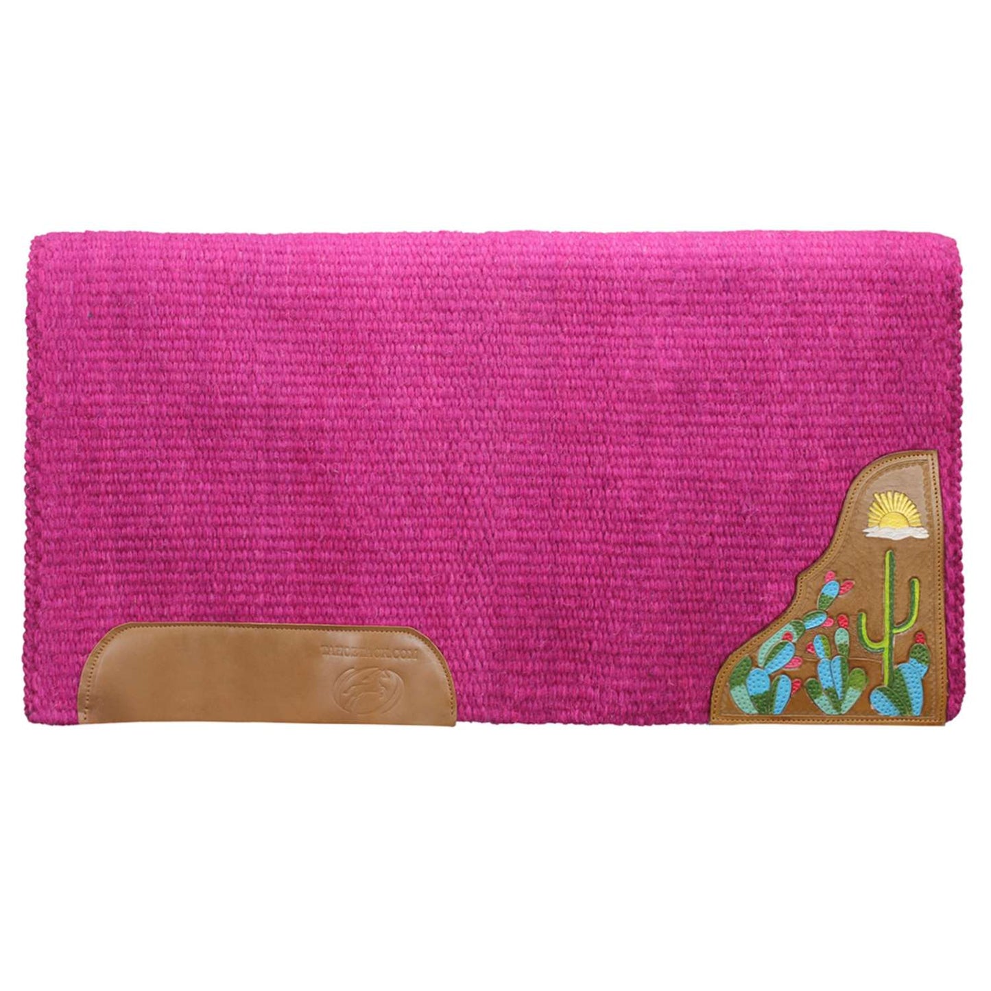 Tahoe Tack 34" x 36" Zara Cactus Solid New Zealand Wool Western Saddle Blanket Pink color