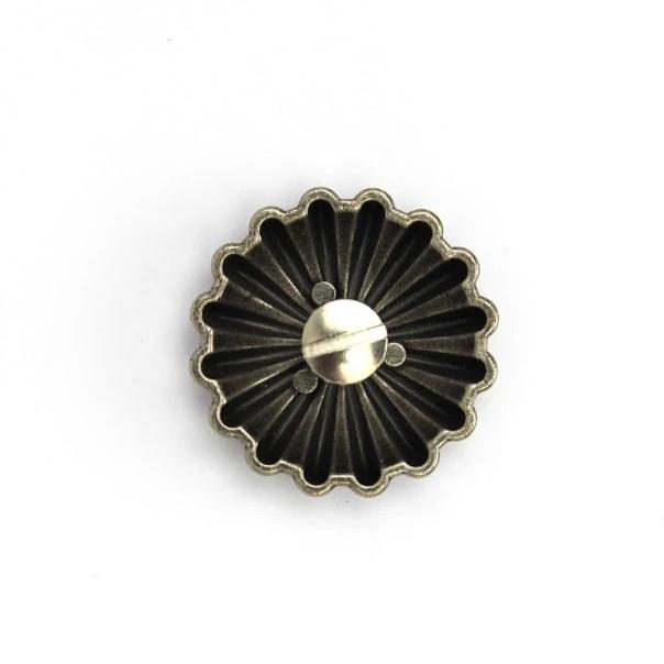 Tahoe Tacks Antique Silver Parachute Concho with Screw Back for Western Tack Back Side