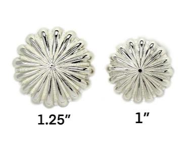 Shiny Silver Parachute Conchos with Screw Size