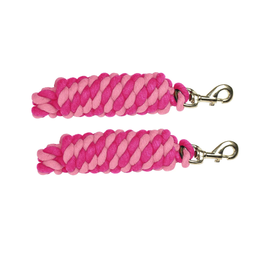 Derby Originals Striped Multicolor 10’ Cotton Lead Ropes Lot of 2 with Rust Proof Brass Snaps Pinks
