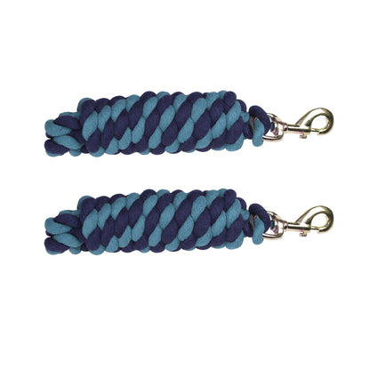 Derby Originals Striped Multicolor 10’ Cotton Lead Ropes Lot of 2 with Rust Proof Brass Snaps Sly Blue & blue