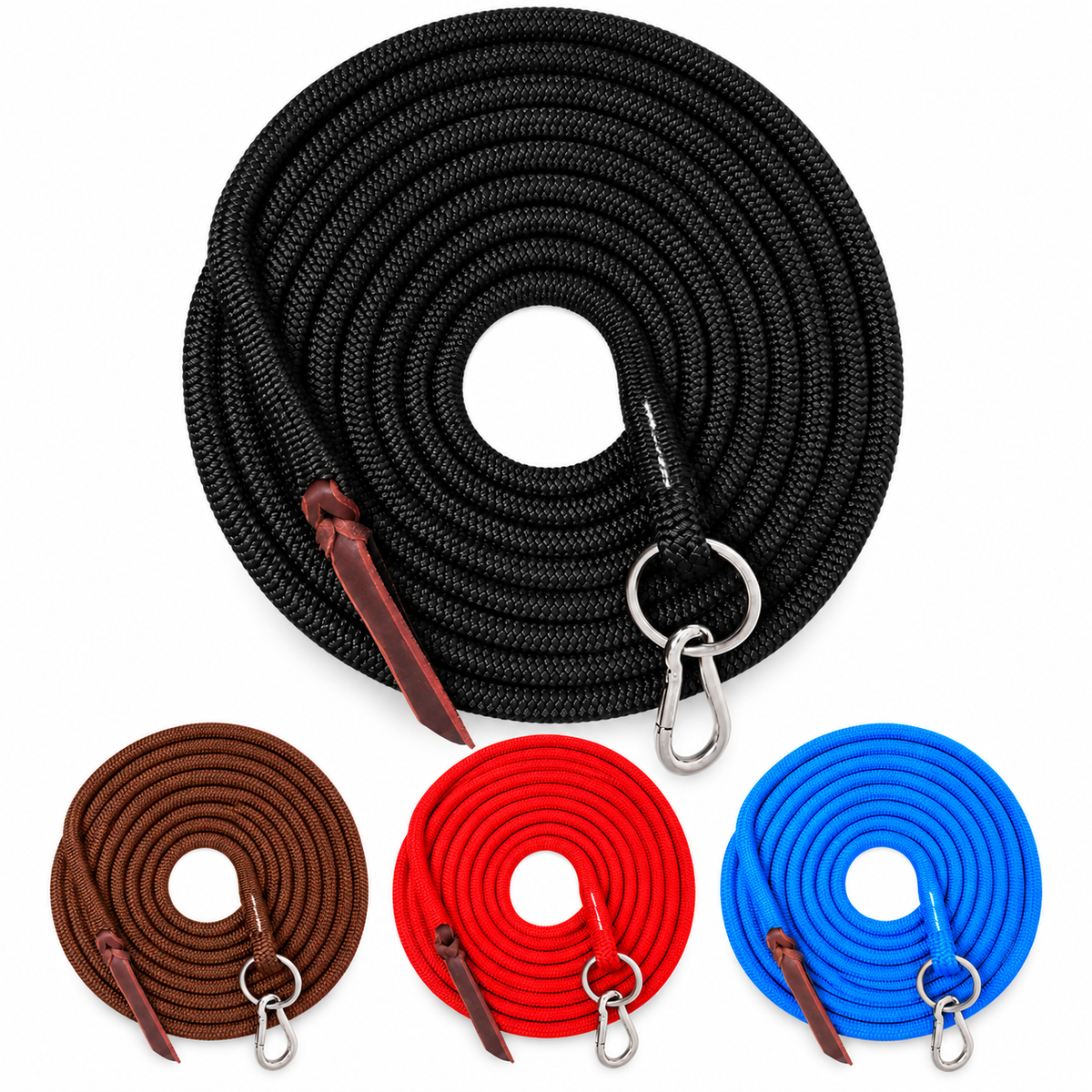 Tahoe Tack Heavy Duty 22 Ft Horse Lunge Line – Double Braided Yacht Rope with Stainless Steel O-Ring, Carabiner & Leather Popper – 1-Year Warranty