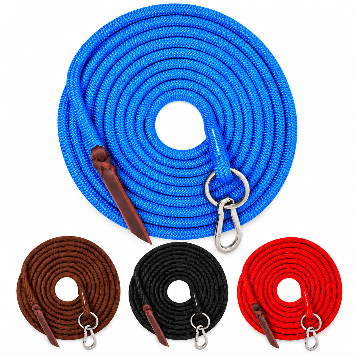 Tahoe Tack Heavy Duty 22 Ft Horse Lunge Line – Double Braided Yacht Rope with Stainless Steel O-Ring, Carabiner & Leather Popper – 1-Year Warranty
