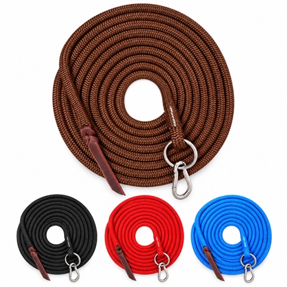 Tahoe Tack Heavy Duty 22 Ft Horse Lunge Line – Double Braided Yacht Rope with Stainless Steel O-Ring, Carabiner & Leather Popper – 1-Year Warranty