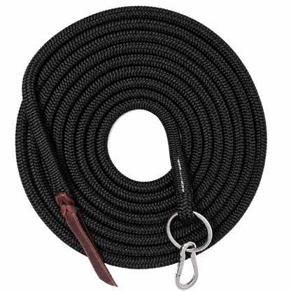 Tahoe Tack Heavy Duty 22 Ft Horse Lunge Line – Double Braided Yacht Rope with Stainless Steel O-Ring, Carabiner & Leather Popper – 1-Year Warranty