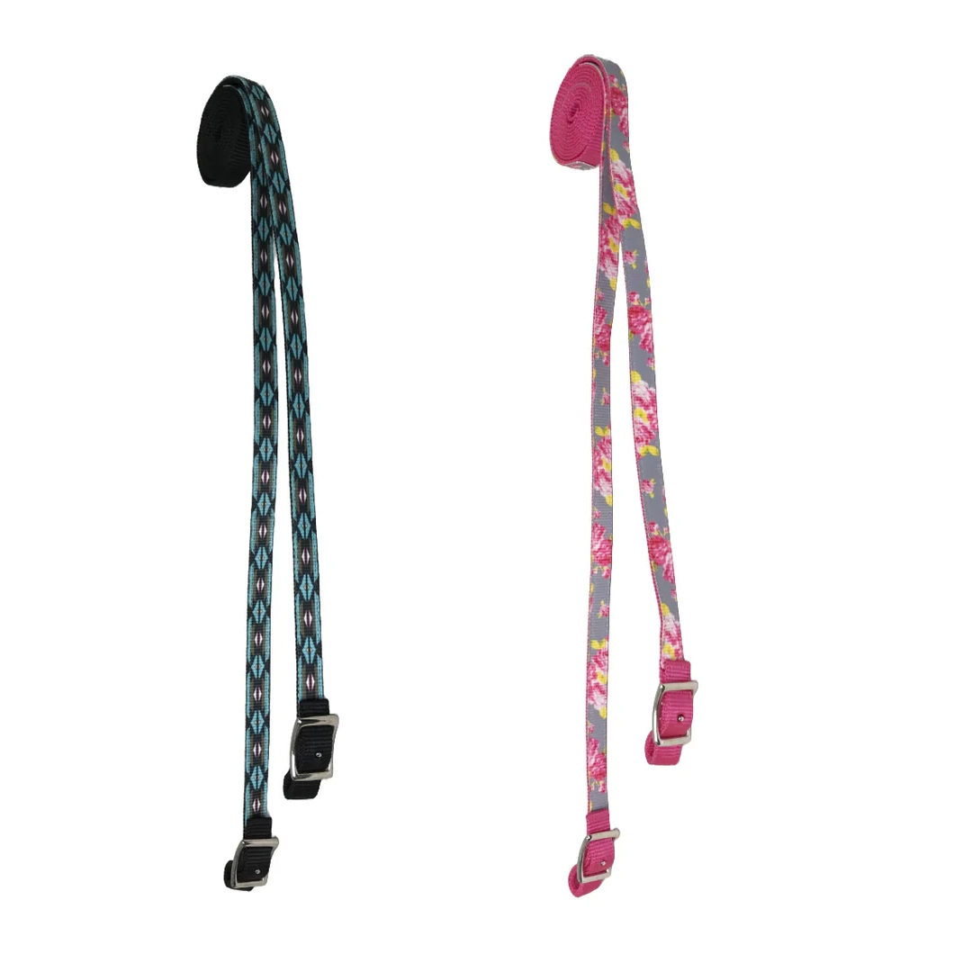 TAHOE TACK PATTERNED DOUBLE LAYER NYLON WESTERN  REINS FOR HORSES-Size Full Horse