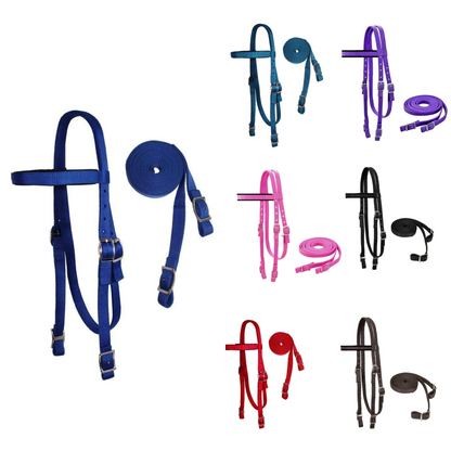Tahoe Tack Double Layered Nylon Western Headstall with Matching Reins RBL