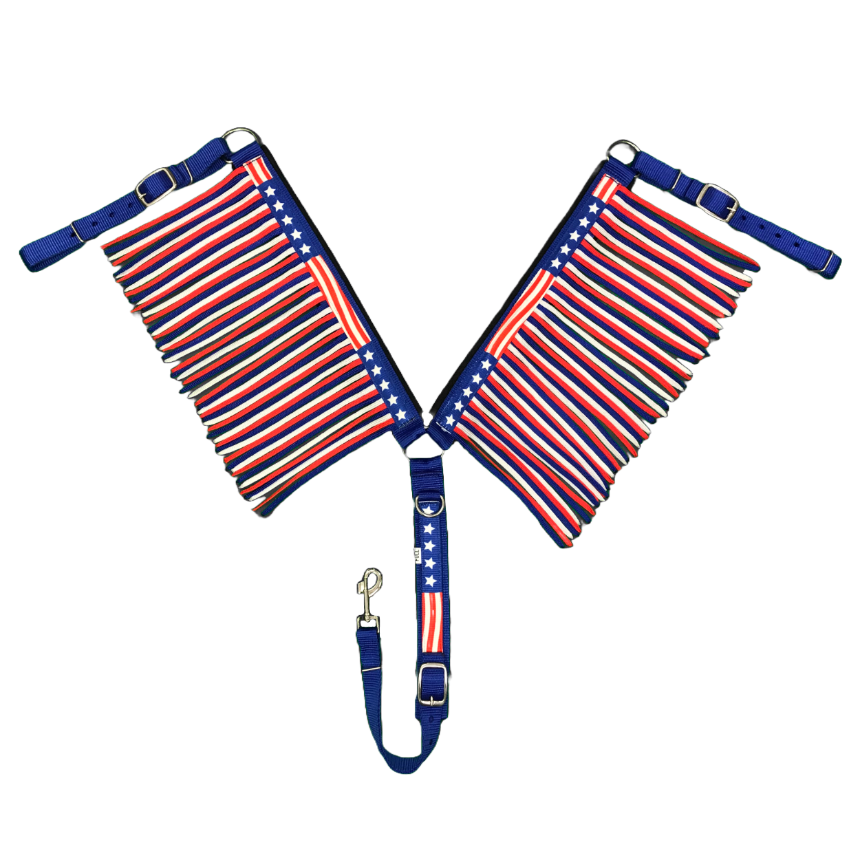 Tahoe Tack American Flag Double Layered Nylon Patriotic Padded Headstall, Reins and Breast Collar with Fringes 