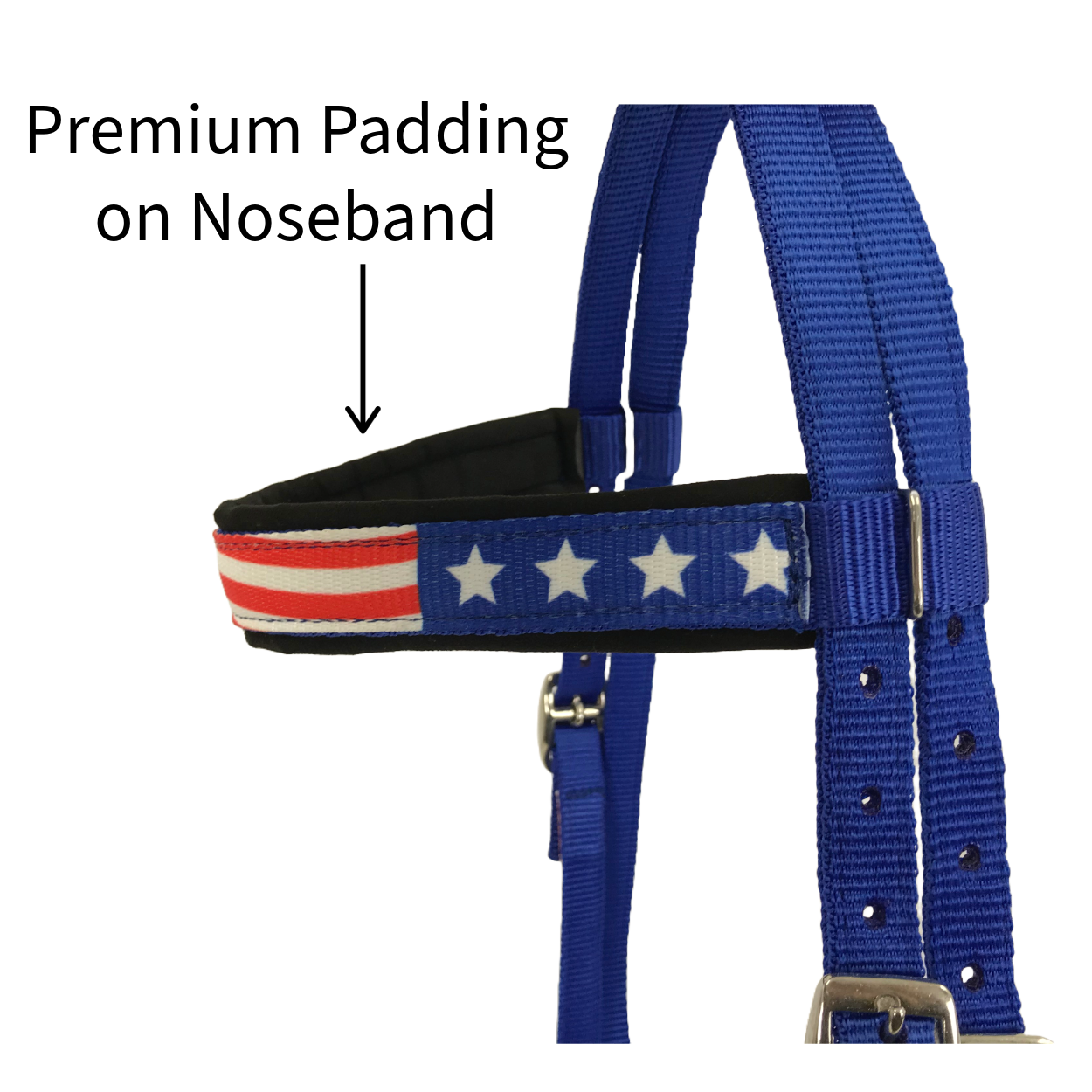 Tahoe Tack American Flag Double Layered Nylon Patriotic Padded Headstall, Reins and Breast Collar with Fringes Noseband