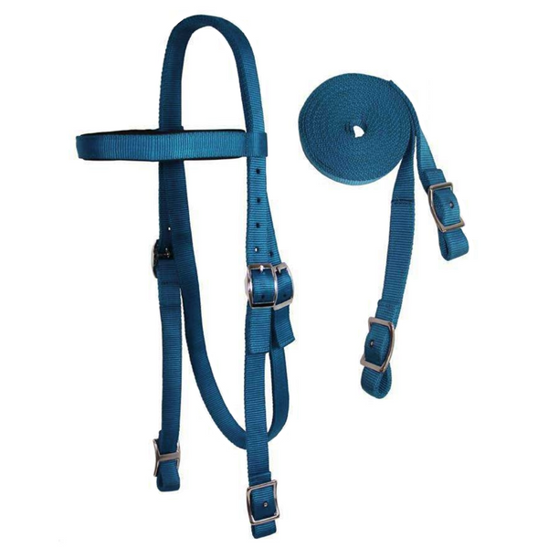 Tahoe Tack Double Layered Nylon Western Headstall with Matching Reins- Multiple Colors Available