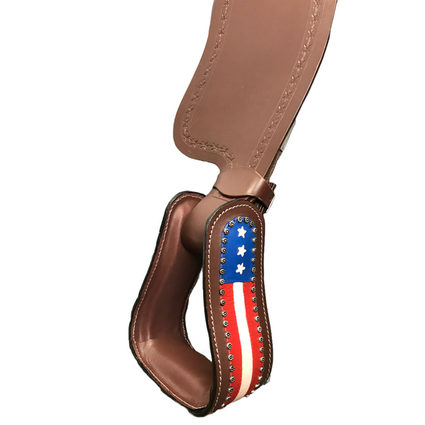 Tahoe Tack Patriotic American Flag Leather Adult Western Stirrups