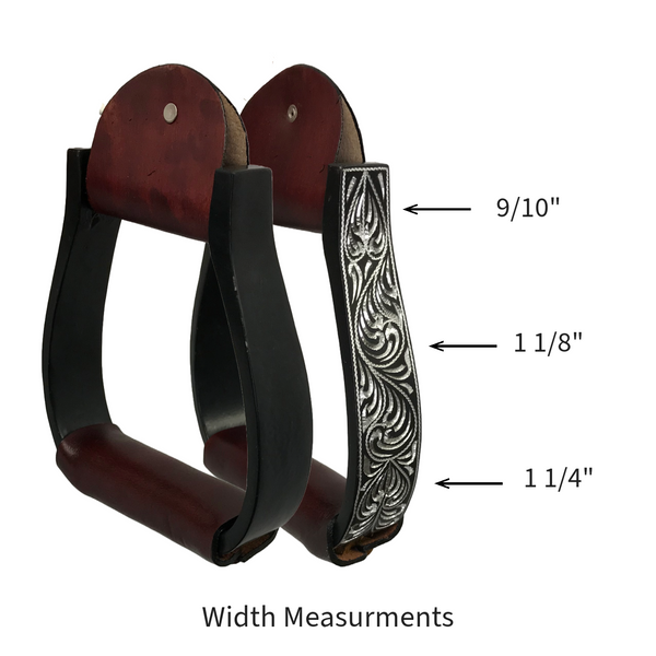 Tahoe Tack Black Engraved Adult Western Show Stirrups for Western Saddles