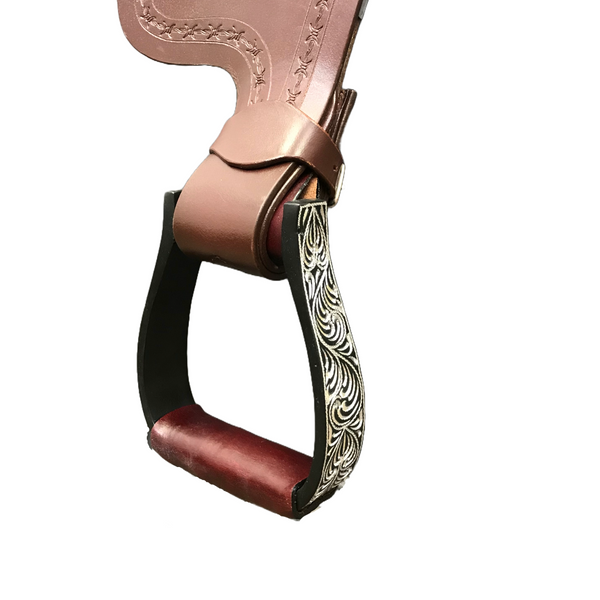 Tahoe Tack Black Engraved Adult Western Show Stirrups for Western Saddles