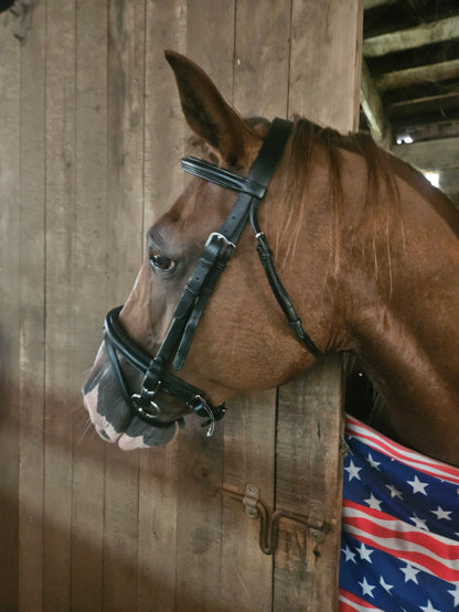 Paris Tack Dressage Crank Bridle with Flash and Rubber Reins