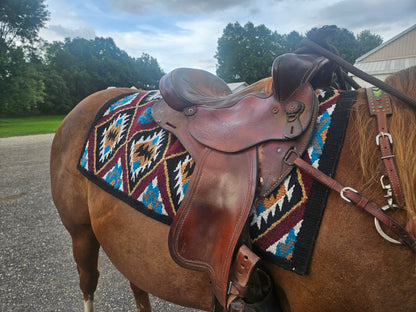 Tahoe Tack Burgundy Navajo Collection New Zealand Wool  34" X 36" Western Saddle Blanket