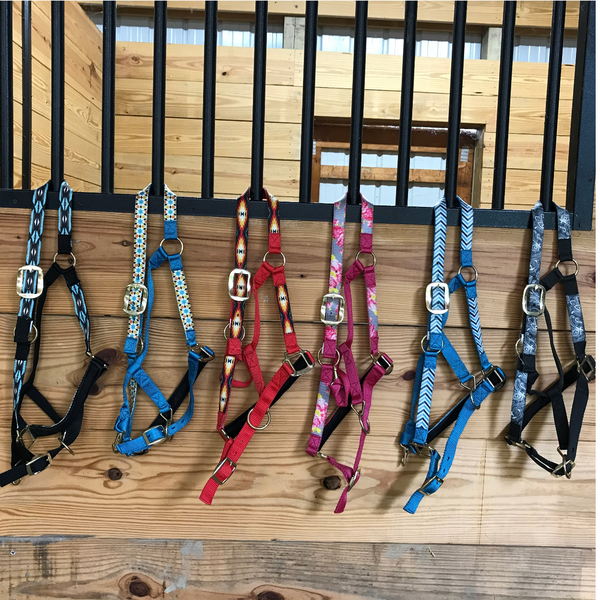 Tahoe Tack Patterned Nylon Adjustable Horse Halters with Matching 10’ Lead - 6 Month Warranty