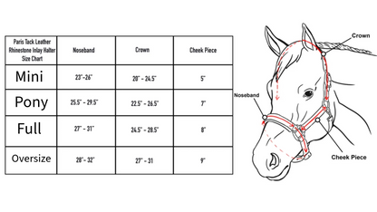 Paris Tack American Elite Series USA Leather Rhinestone Inlay Padded Halter Size chart