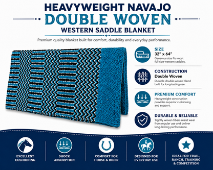 Tahoe Tack Heavyweight 32" x 64" Premium Navajo Double Woven Horse Western Saddle Blanket