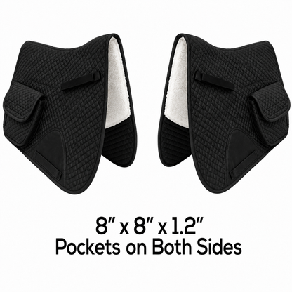 Derby Originals All Purpose English Saddle Pad with Pockets Half Fleece lined for Shock Absorbing Wither Relief Design for comfort and Trail Riding.