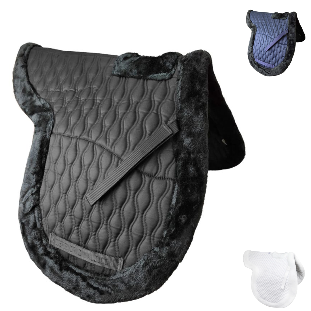 Derby Originals Shaped Wither Relief Dressage English Saddle Pad with Fleece Edging and Contoured Design