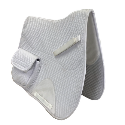 Derby Originals All Purpose English Saddle Pad with Pockets Half Fleece lined for Shock Absorbing Wither Relief Design for comfort and Trail Riding.