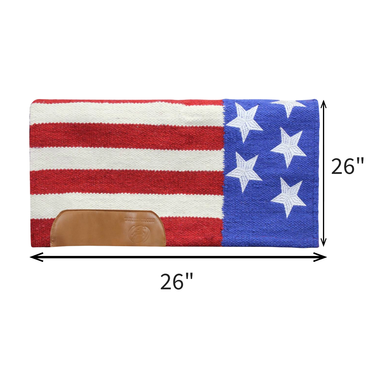 Tahoe Tack 26" x 26" American Pride New Zealand Wool Western Saddle Blanket Measure