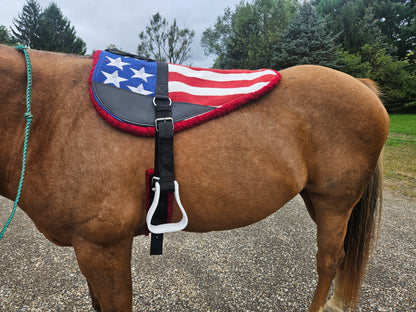 Tahoe Tack American Flag NZ Wool Upper Bareback Pad with Reinforced Stirrups and Girth