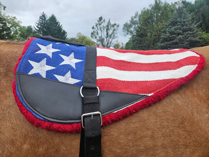Tahoe Tack American Flag NZ Wool Upper Bareback Pad with Reinforced Stirrups and Girth
