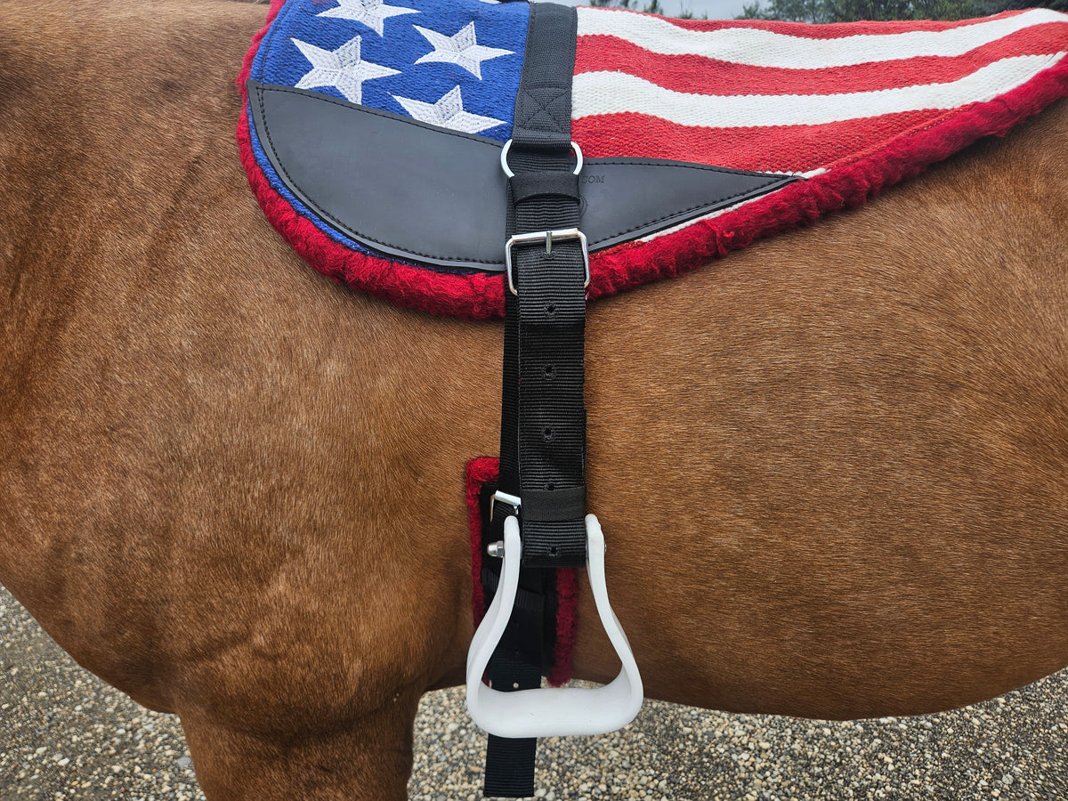 Tahoe Tack American Flag NZ Wool Upper Bareback Pad with Reinforced Stirrups and Girth