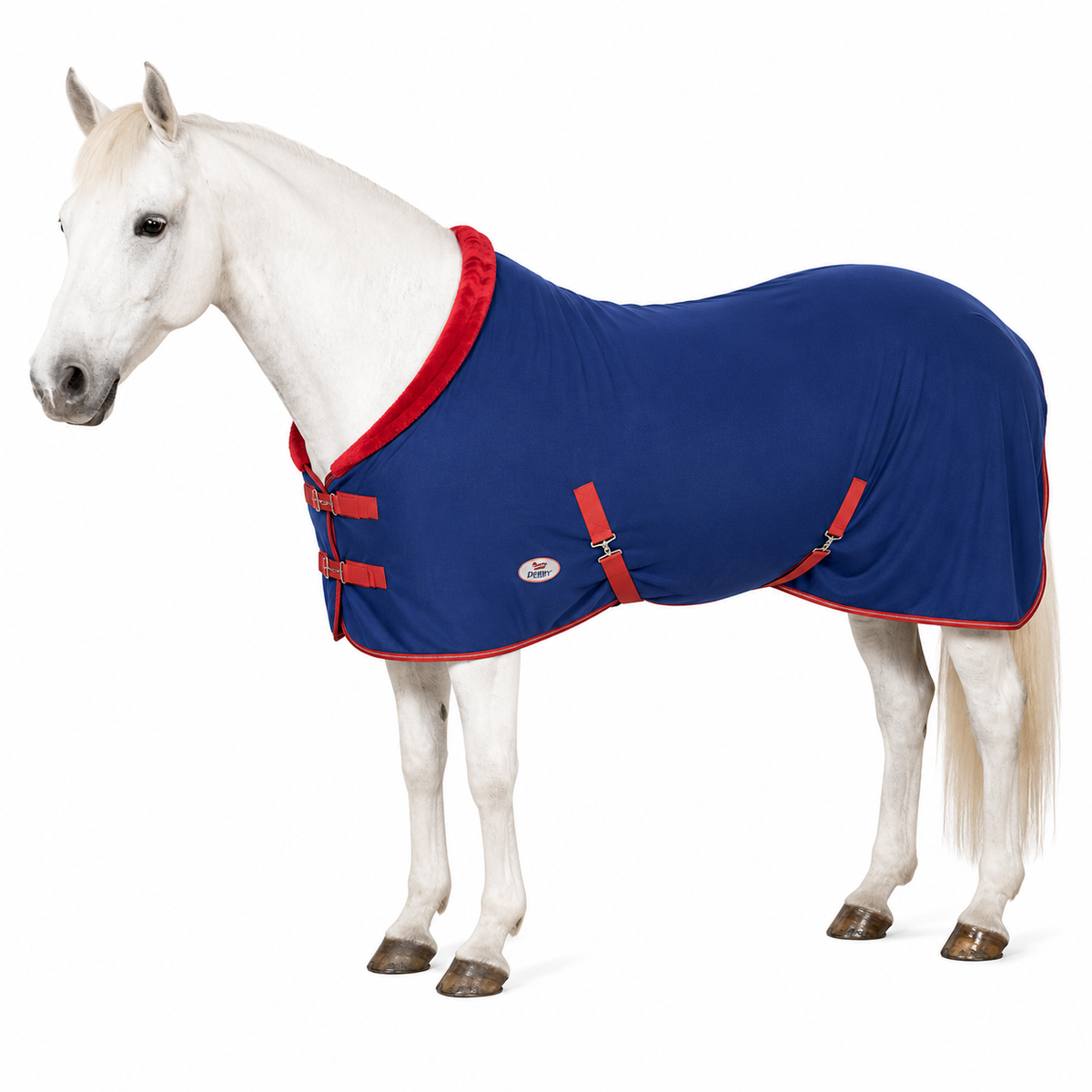 Derby Originals Polar Fleece Horse Cooler Blanket, Moisture Wicking All Season Stable Sheet & Blanket Liner with Plush Fleece Collar, Double Front Buckles & Crossed Surcingles