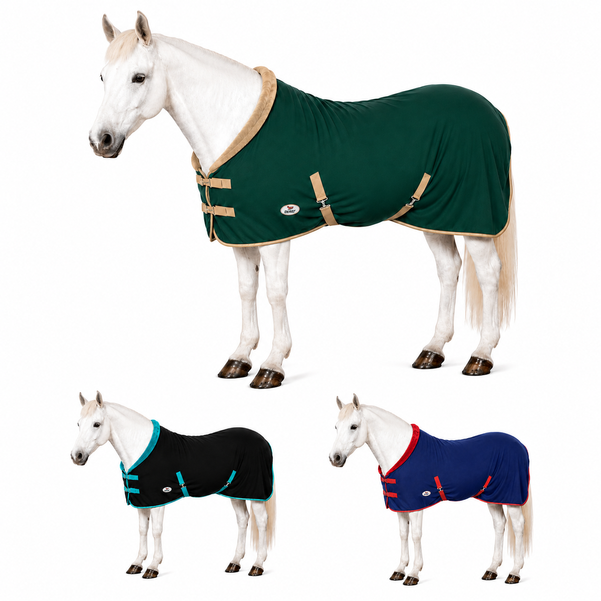Derby Originals Polar Fleece Horse Cooler Blanket, Moisture Wicking All Season Stable Sheet & Blanket Liner with Plush Fleece Collar, Double Front Buckles & Crossed Surcingles