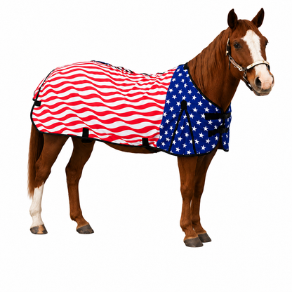 Derby Originals Patriotic Stars & Stripes Polycotton Horse Fly Sheet for Summer Turnout, Breathable Lightweight Fly Protection