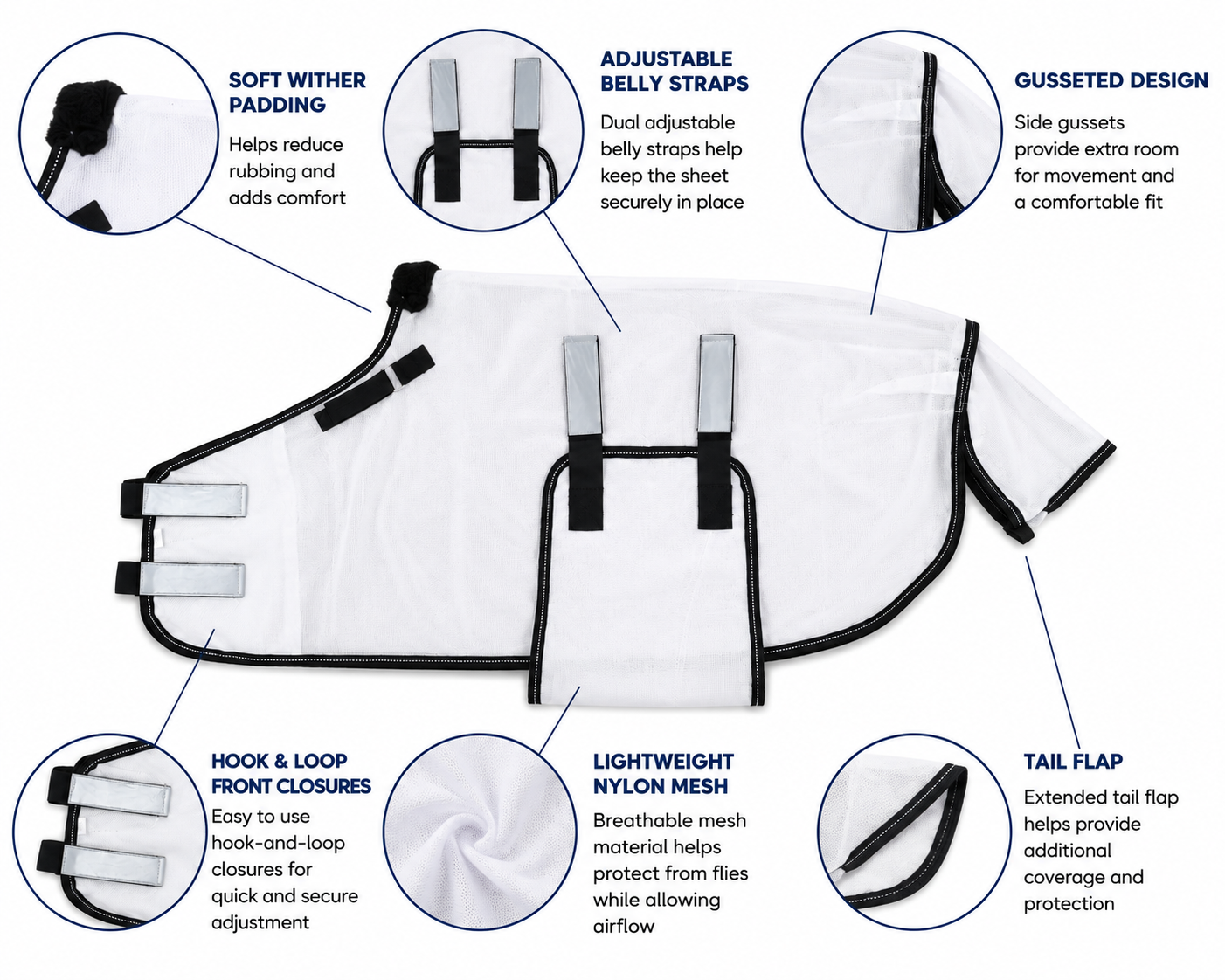 Derby Premium Nylon Foal Fly Sheet with Gussets, Lightweight Mesh Horse Fly Blanket
