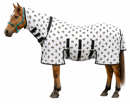 Paris Tack Ultimate Protection Horse Fly Sheet with Neck Cover, Stretch Neck Panel, Breathable Mesh, Triple Surcingles for Summer Turnout