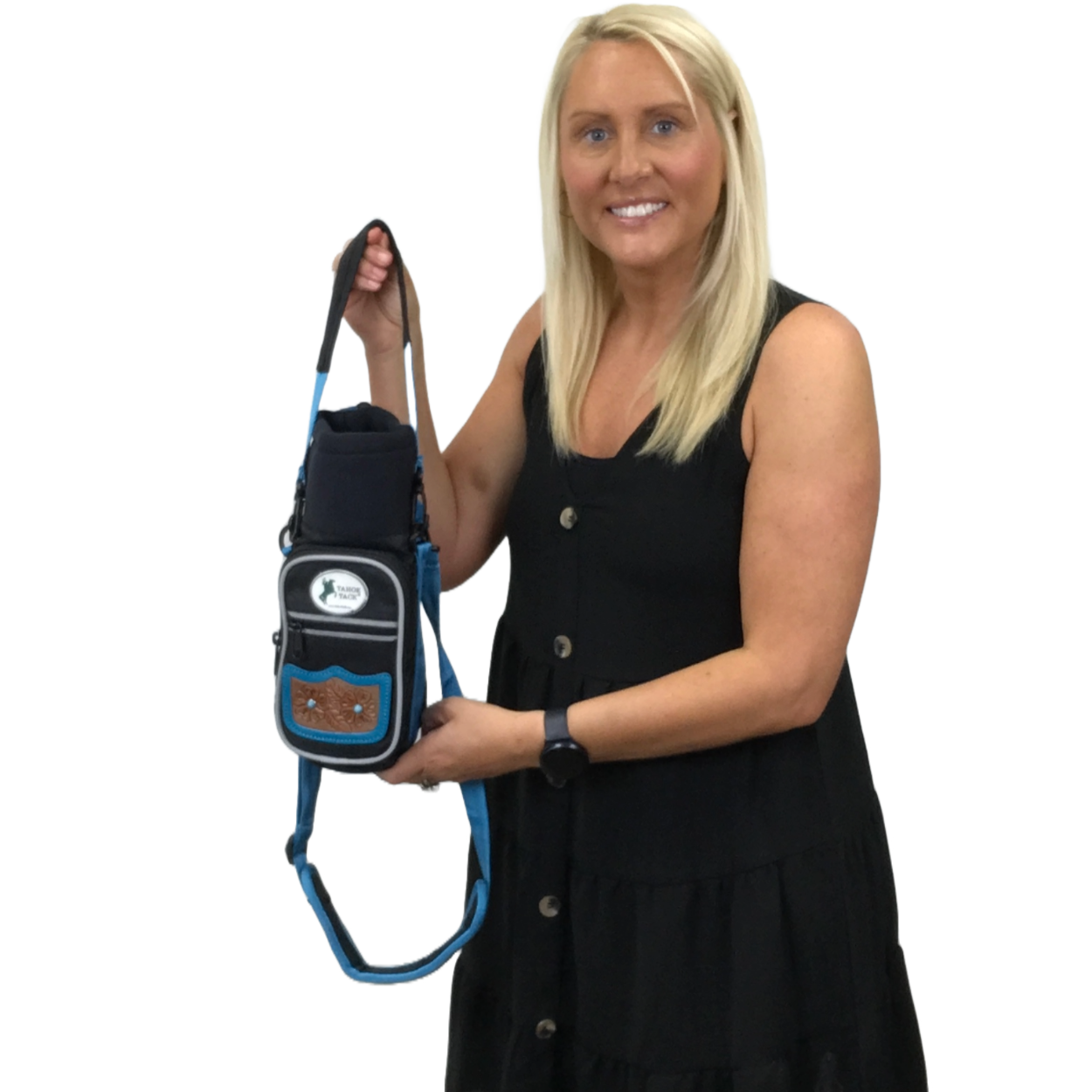 Tahoe Tack Turquoise Flower 1680D Nylon 640z Water Bottle Storage Bag with Shoulder Straps Featured Image