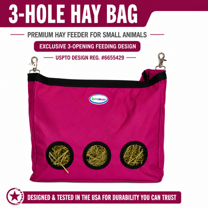 CuteNfuzzy 3-Opening Hay Bag for Rabbits, Guinea Pigs & Chinchillas – Large 15" x 15" x 5"
