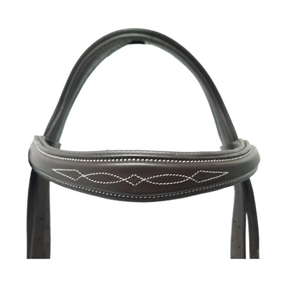 Paris Tack Horse English Jumping Flash Bridle with Ergonomic Crownpiece, Anatomical Padded Snaffle Noseband, Fancy Stitched Raised Leather, Laced Reins Included, 1 Year Warranty
