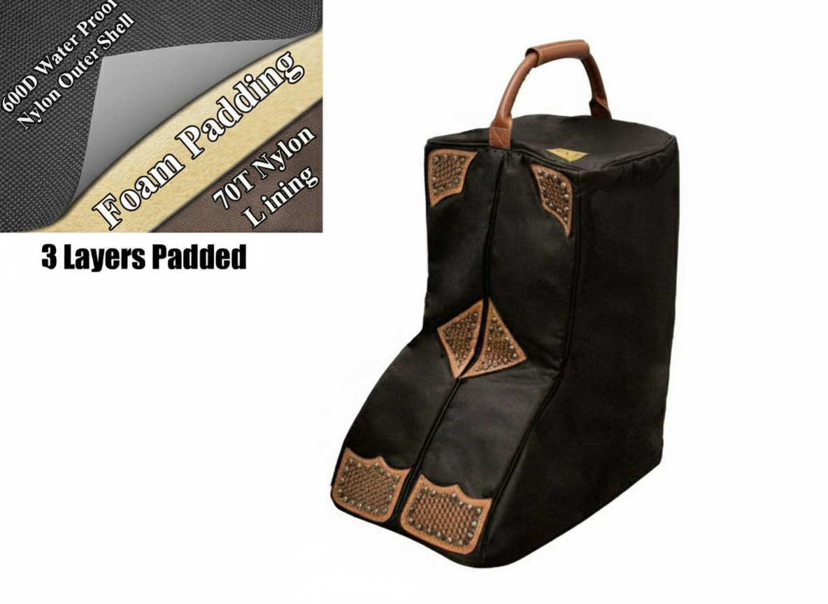 Tahoe Durango Premium Padded Waterproof Nylon Western Boot Carry Bag with 1 Year Warranty