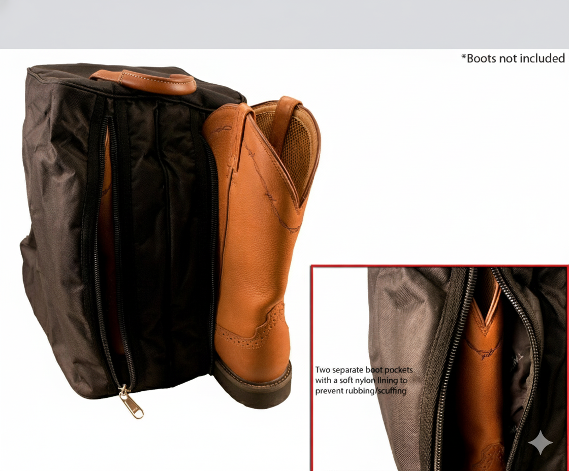 Tahoe Durango Premium Padded Waterproof Nylon Western Boot Carry Bag with 1 Year Warranty