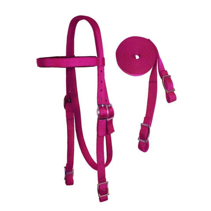 Tahoe Tack Double-Layer Nylon Western Headstall with Split Reins – Padded Browband, Durable Hardware, Fits Mini to Full Horse Sizes – Ideal for Trail Riding – 1-Year Warranty