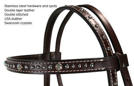 Tahoe Crystals Browband Western Horse Headstall with Spots Crown