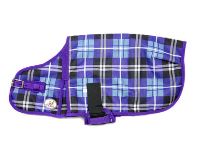 Derby Originals Ruff Pup Arctic Purple Plaid Dog Coat – 1200D Waterproof Ripstop, 150g Insulated Winter Jacket, Breathable 3-Layer Design, Adjustable Fit, 2-Year Warranty